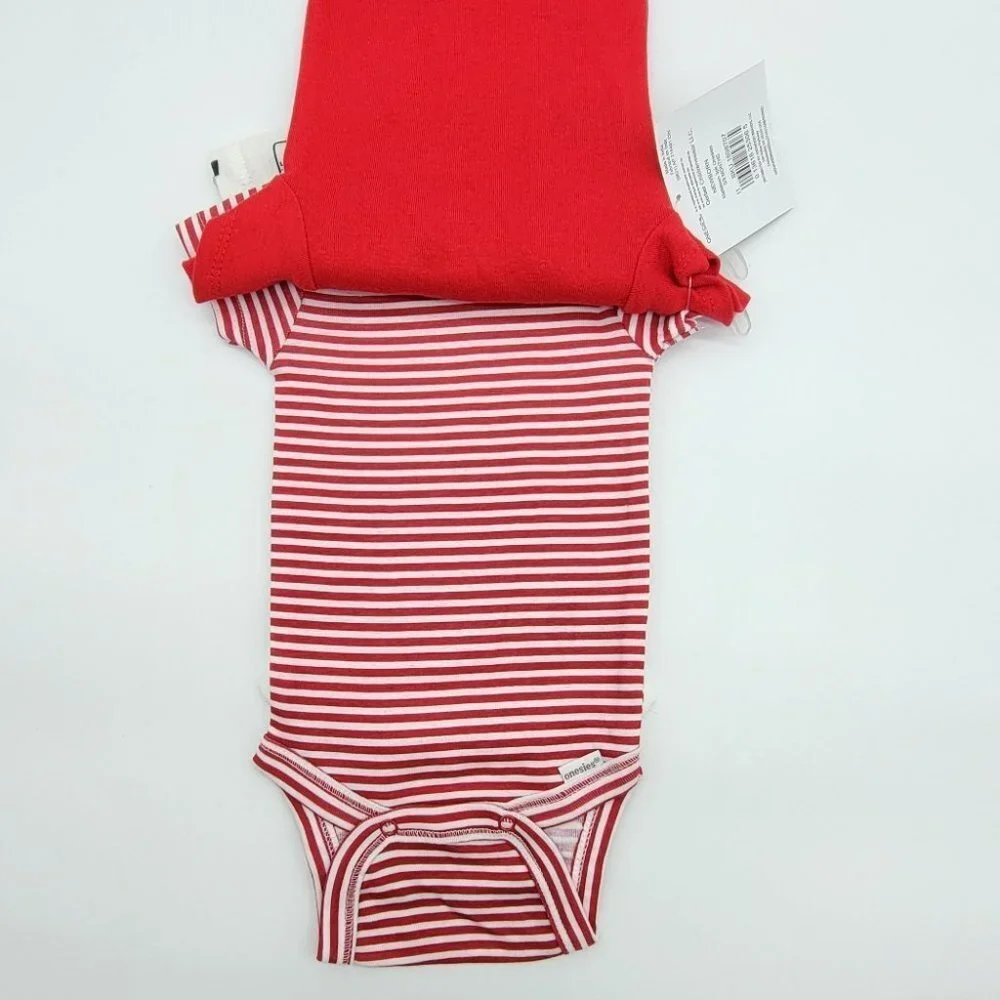 Christmas Bodysuits One Pieces Infants 0 3 Months Newborn Set Red White